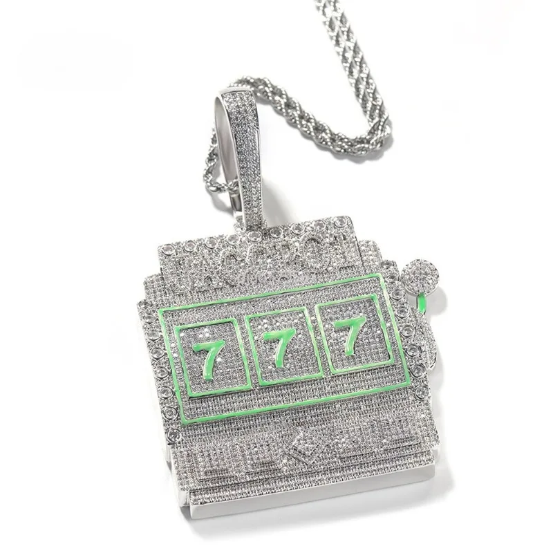 Personality trendy cool slot machine hip hop necklace trendy man full diamond pendant European and American style