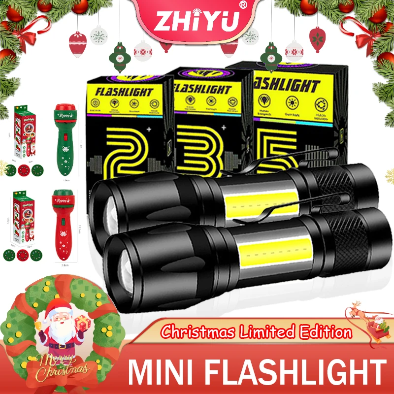 LED Strong Light Flashlight Rechargeable Multi functional for Long Range Portable Outdoor Home Mini Flashlight Cap Clip Light