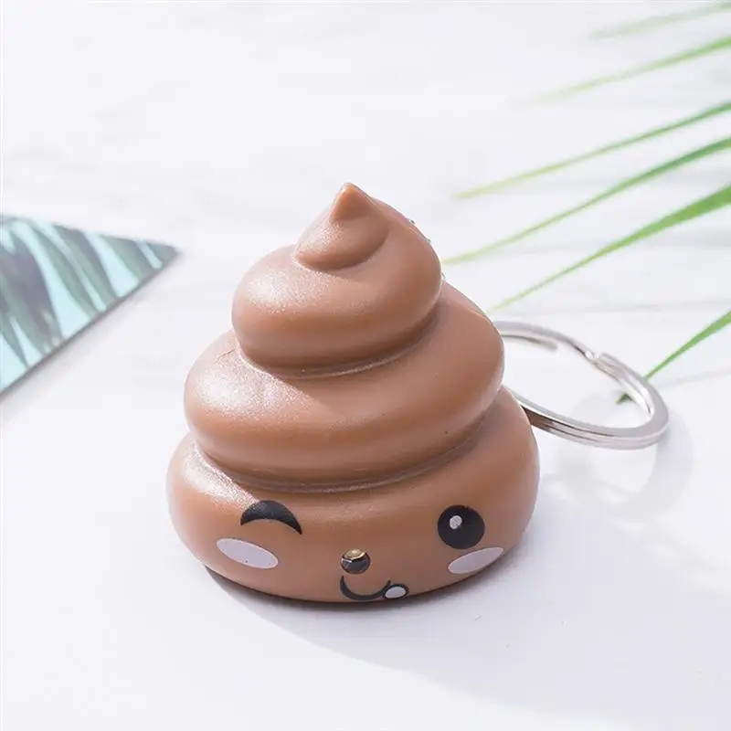 2pcs Funny trick stool key chain luminous hair ornament stool key ring bag pendant small gift Poop Shaped Keychain Pendants