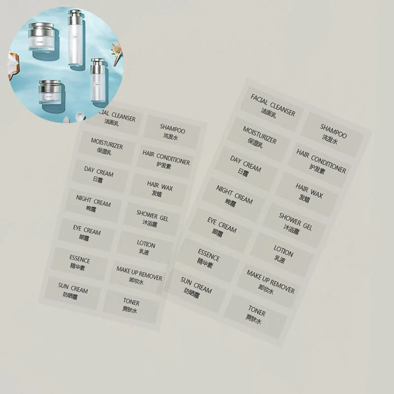 Separate Bottle Labels Waterproof Self-Adhesive Chinese English Labeling for Essential Oil Bottles Cosmetic Shower Gel Shampoo