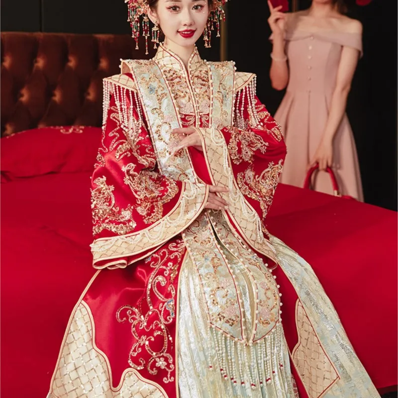 Ming Hanfu Ropa de mujer Nuevo vestido de novia tostado Boda China