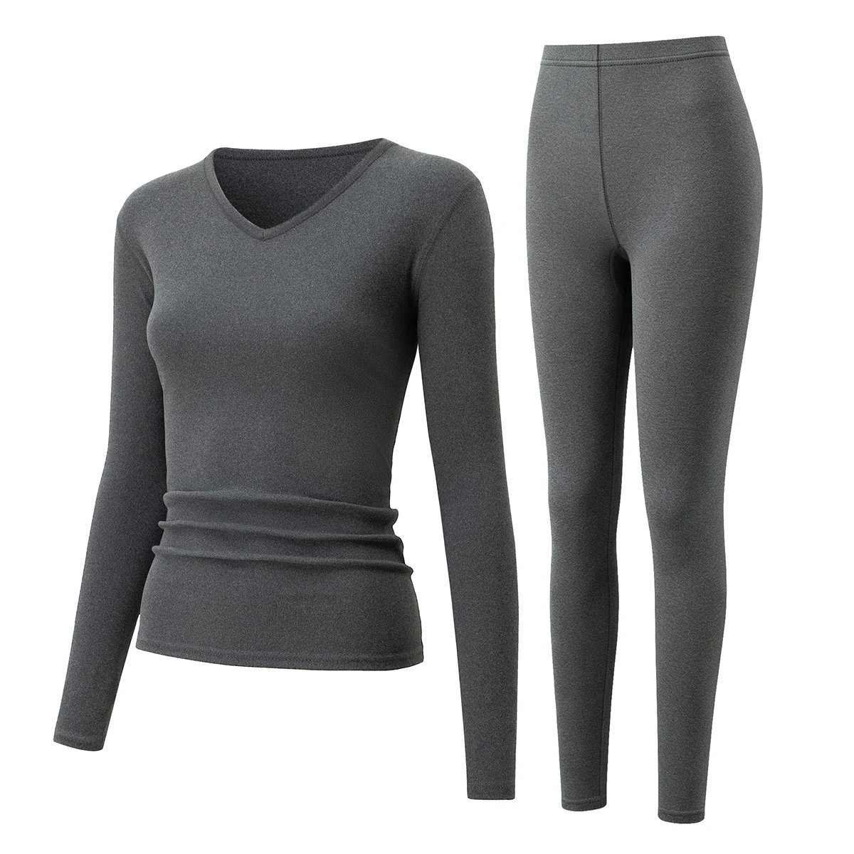 Women's Warm Set Autumn/Winter V-Neck Solid Color Multi Color Fashionable And Comfortable Sweat Absorbing Leisure Home
