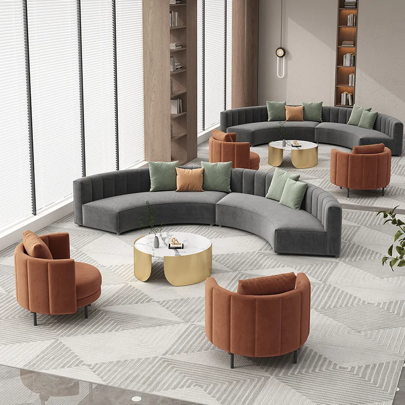 Club VIP Lobby Sponge Curved Flannel Hotel Lobby Reception Sofa