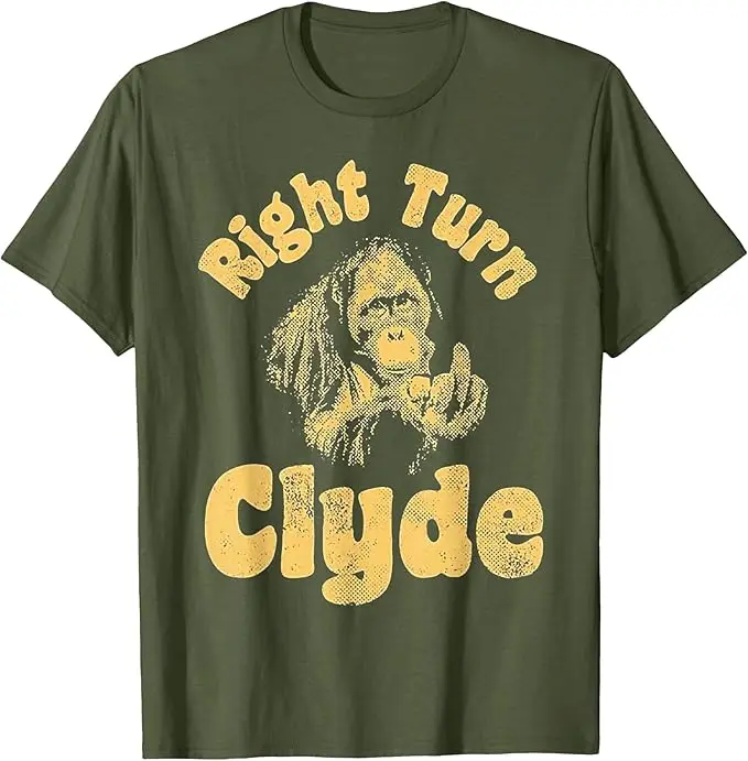 Right Turn Clyde T-Shirt Y2k Gorilla Flipping The Bird Graphic Damen Herren Kleidung Filmreferenz Ästhetisches Spruch-T-Shirt Neuheit – Detail 8