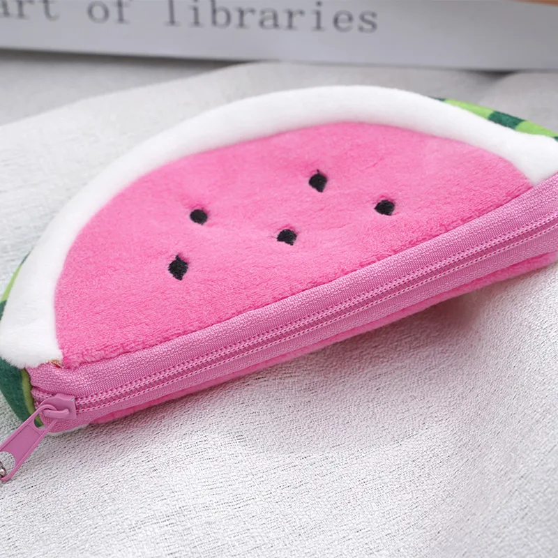 Creative Fruit Plush Coin Purse Watermelon Zipper Wallet Plush Pocket Card Holder Coin Wallets Children's Storage Bag Card Bags