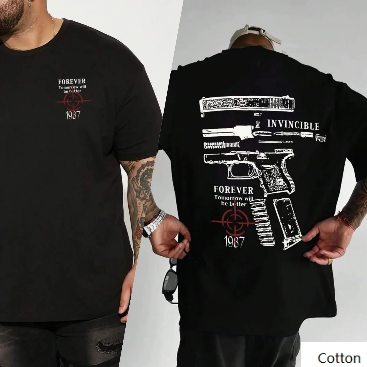 

Хлопковая футболка с надписью Gun and Quote Emblazoned для любителей уличной одежды, модная брендовая футболка из чистого хлопка с принтом, унисекс с короткими рукавами
