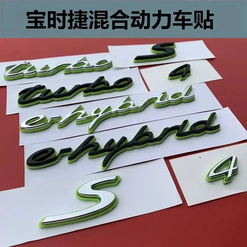 car green logo Letter Rear tail trunk Decals Emblem badge sticker Decal styling for Cayenne S Macan panamera e-hybrld 4 turbo
