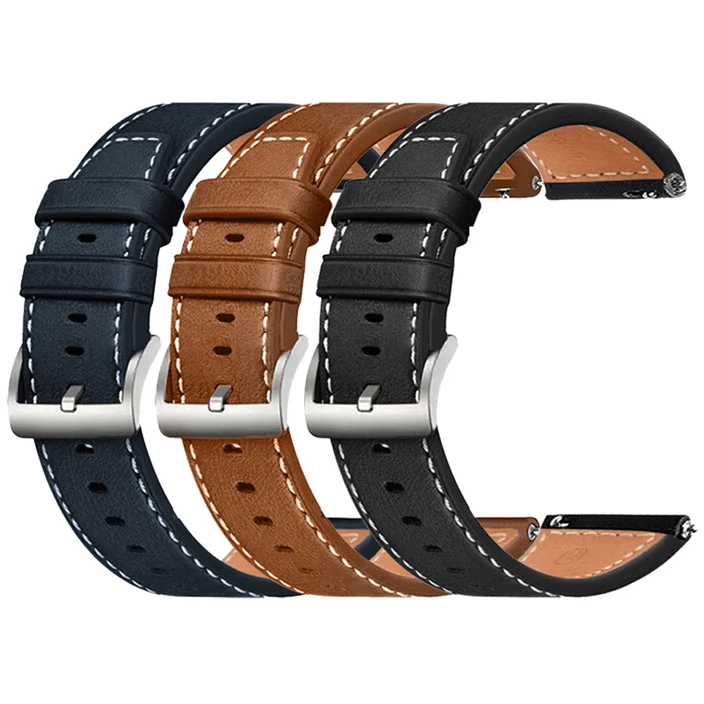Pulseira de Couro 22mm de Substituição para Xiaomi MI Watch 5 S5 S4 S3 S2 S1/Watch Color 2 e Amazfit BALANCE 2 GTR 4 3 2