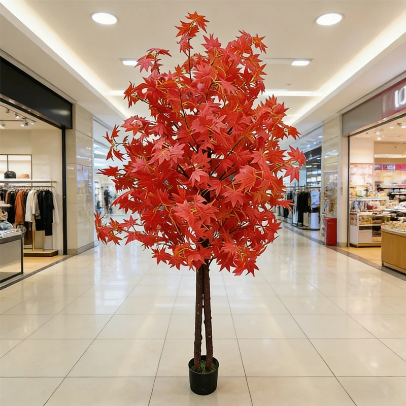 

Artificial maple tree, suitable for home and garden decoration, 160cm simulated bonsai tree, artificial plastic red maple tree.