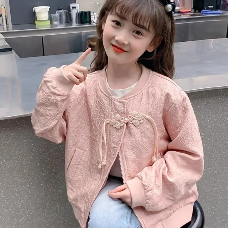 

Детская рубашка-топ в китайском стиле для девочек, весна-осень, новинка 2026 года, модная, с длинным рукавом, LJ386