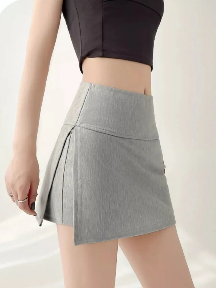 Miniröcke für Damen, solide, einfach umwickelt, Hüfte, hohe Taille, Sommer, Seitenschlitz, Culottes, Fitnessstudio, Bodybuilding, sexy, würzige Mädchenmode