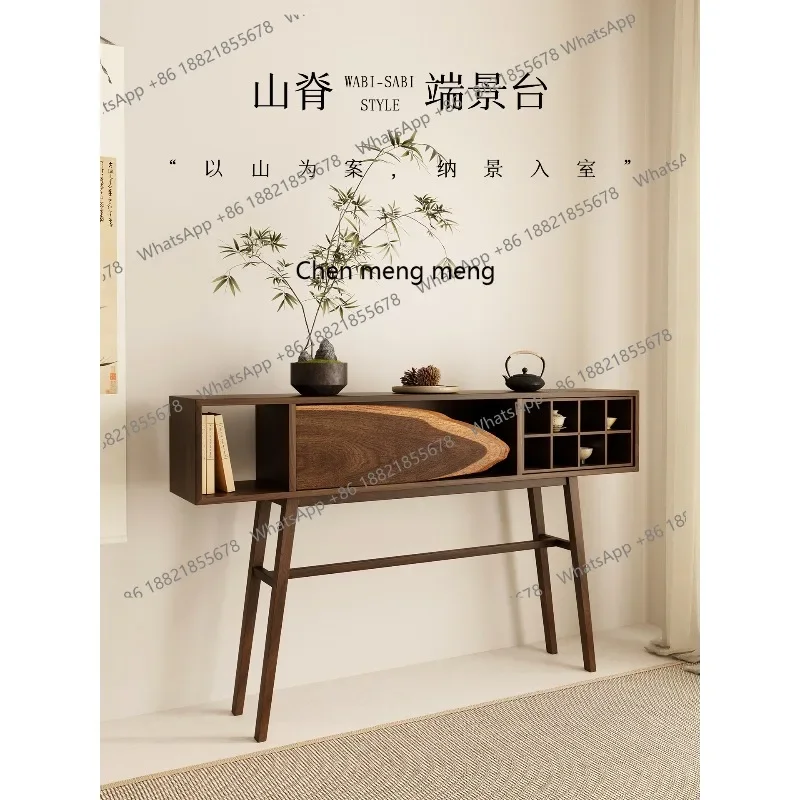 

E153 Wabi Sanfeng Solid Wood Entrance Cabinet Weathered Wood Dining Side Locker Medieval Storage Locker