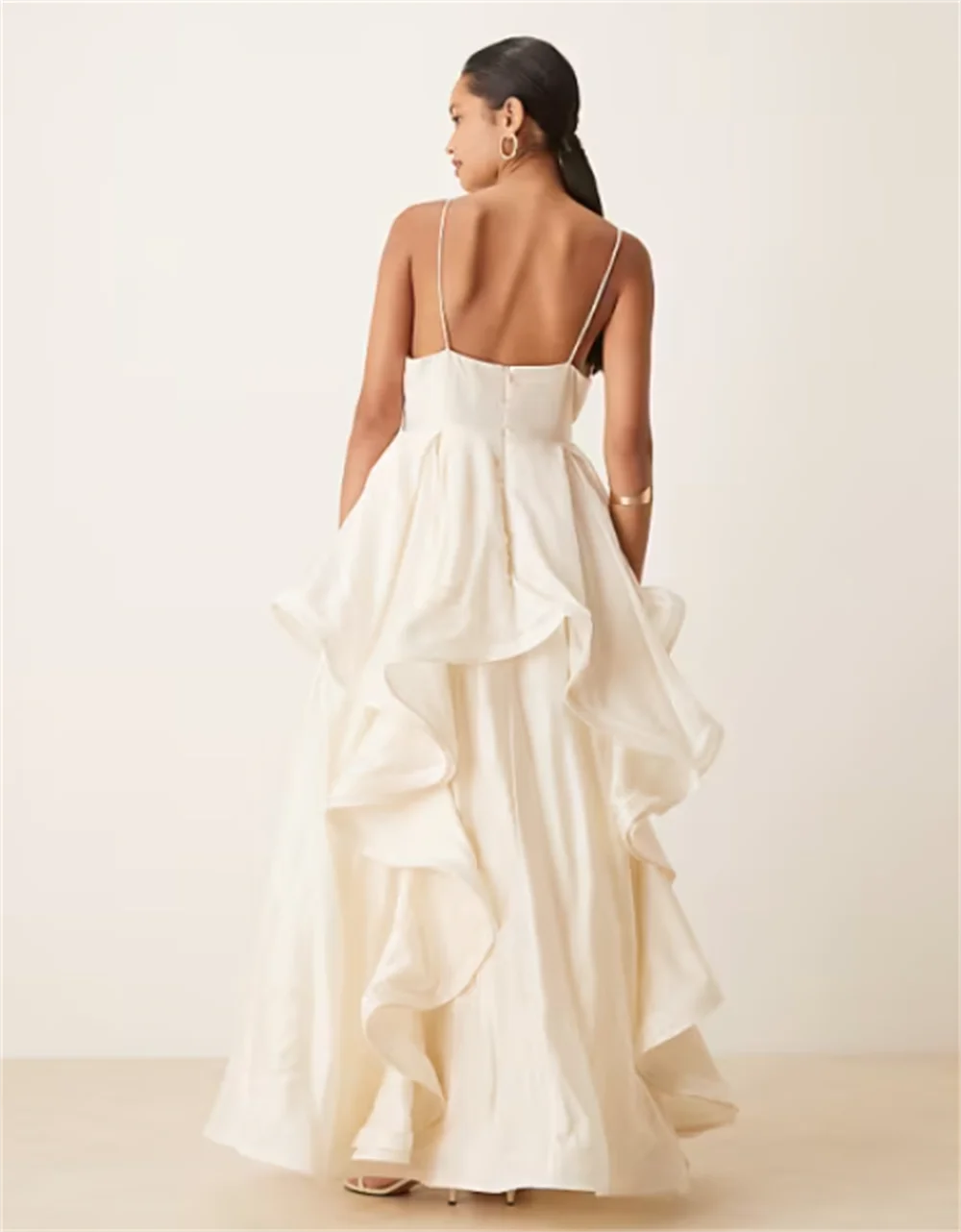 Women's Formal Evening Gowns V Neck Spaghetti Strap Evening Dresses A Line Ruffle Elegant Formal Party Gowns Luxury Formal Gowns