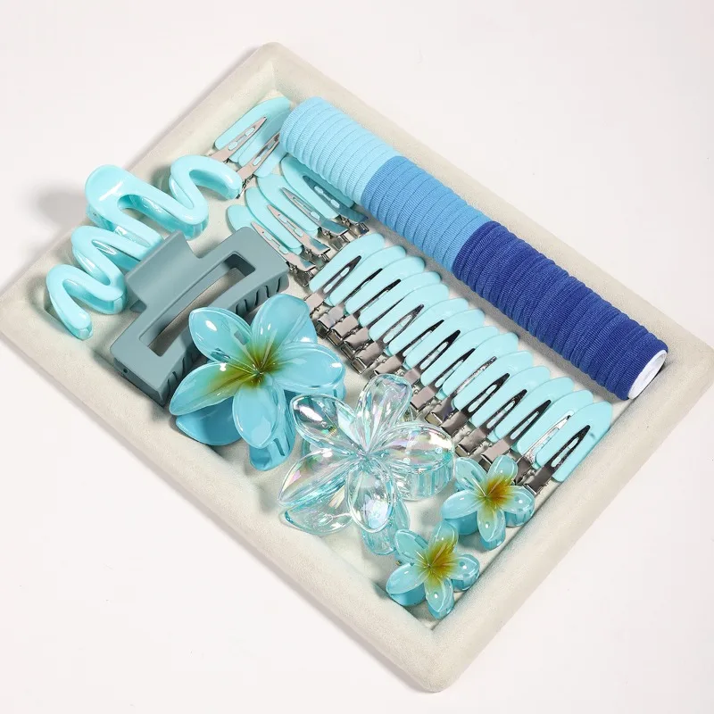76pcs Dopamine Ins Style Flower Hair Accessories Large Hair Claw Back Head Bun Maker Scrunchie Elastic Band Women Sweet