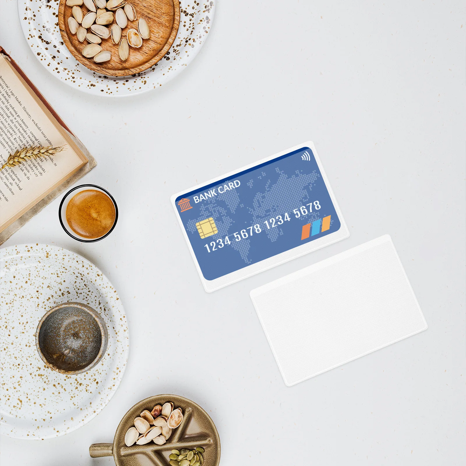 50 قطعة من واقي البطاقات شبه الشفاف وأكمام بلاستيكية شفافة لبطاقات العمل الهوية المحمولة والمكتب والسفر المدرسي