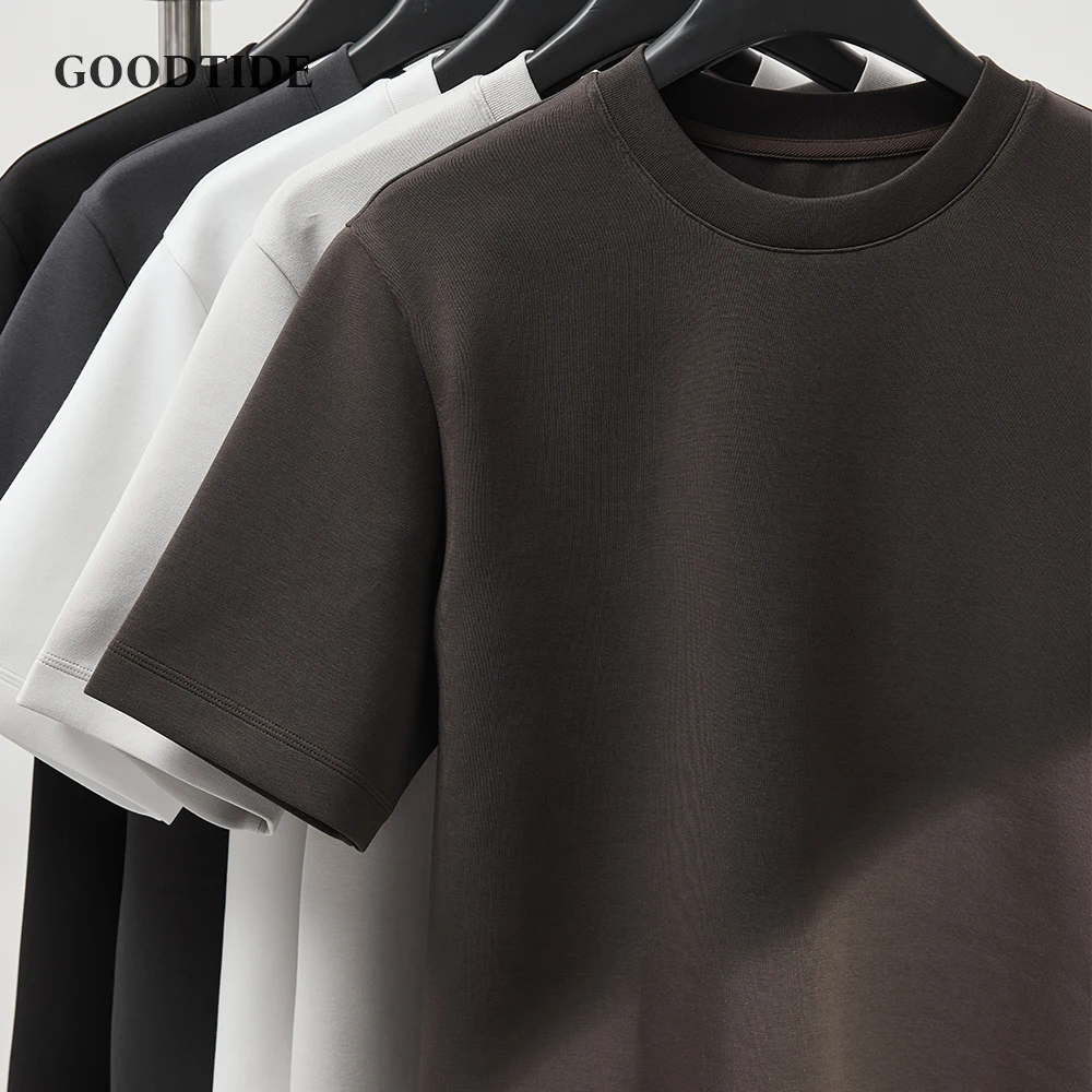 Men's Cotton High-End Fabric Liquid Ammonia T-shirt Mercerized Cotton Short-Sleeved Summer Cool Silky Crewneck Sweater