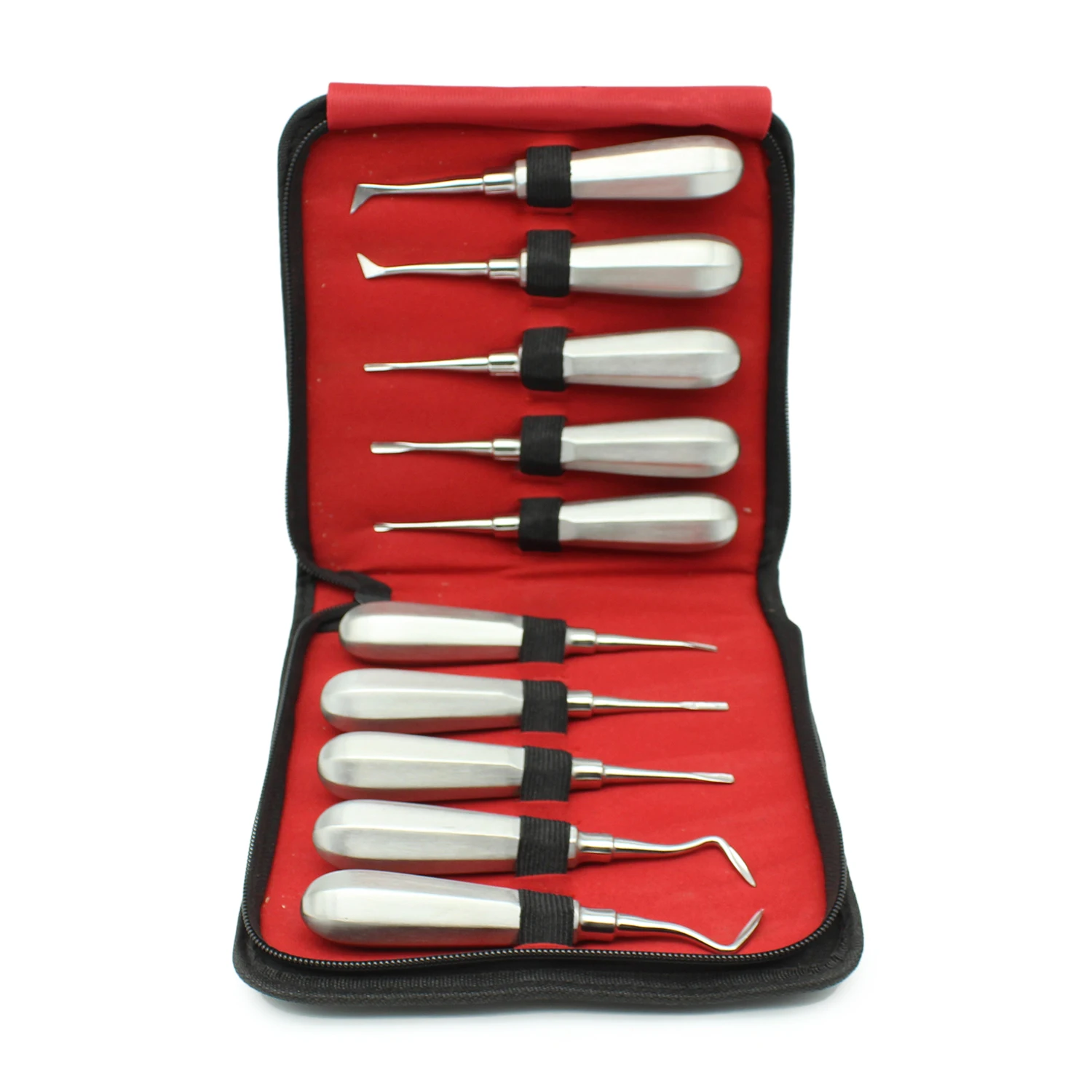 10Pcs Dentist Tools Set Dental Extraction Elevator Kit Straight Curved Root Lifter Dental Lab Instruments