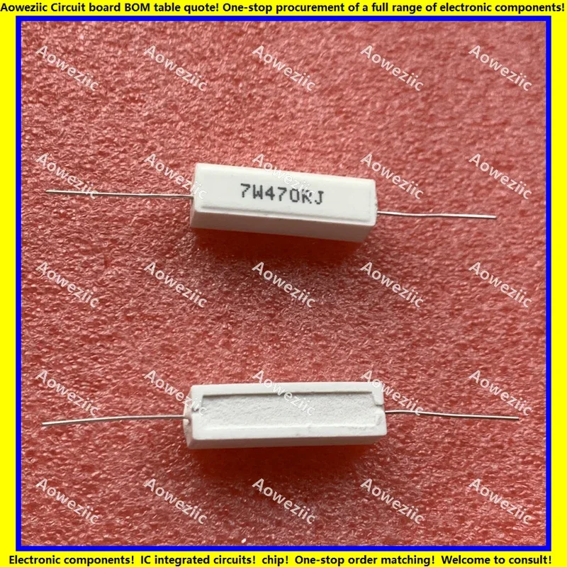 10 buah/lot resistansi semen Horizontal 7W470ohm, resistensi keramik presisi ± 5% resistensi daya