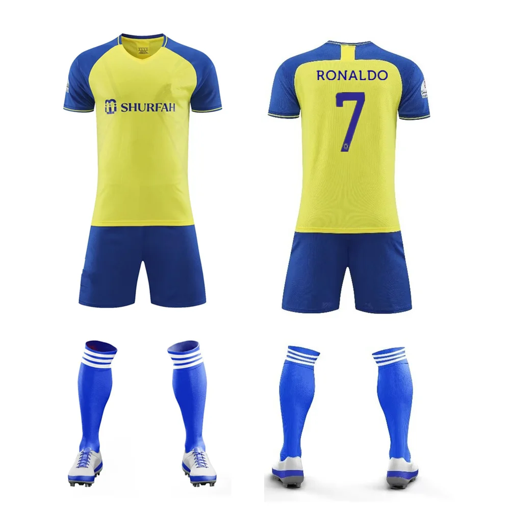 children's  sport set boy girl Al-Nassr Fans shirt Training wear men and kids games  football kits Leisure Uniforms