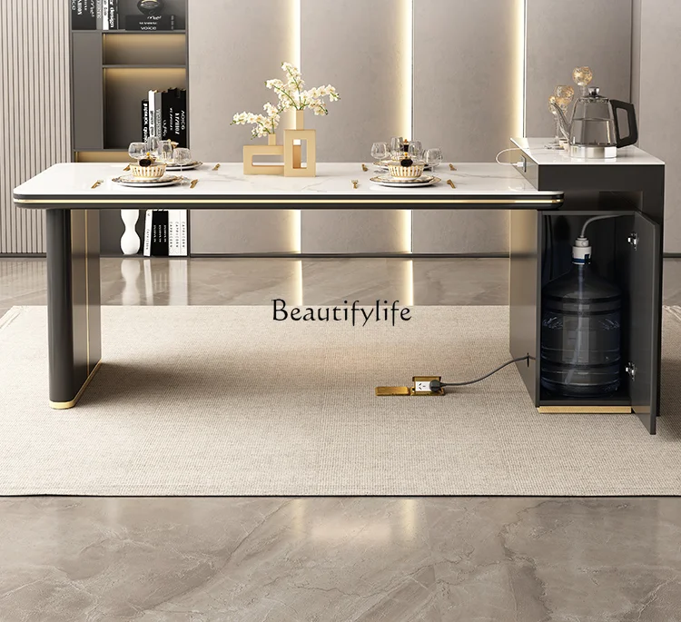 

Stone Plate Dining Table Modern Entry Lux Style Island One-Piece Retractable Multi-Functional Dining Table