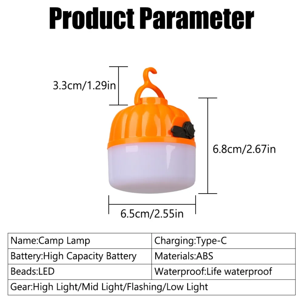 Portable Mini Camping Lamp 4 Lighting Mode with Hook USB Rechargeable Waterproof Tent Light Outdoor Camping Emergency Lantern view 6