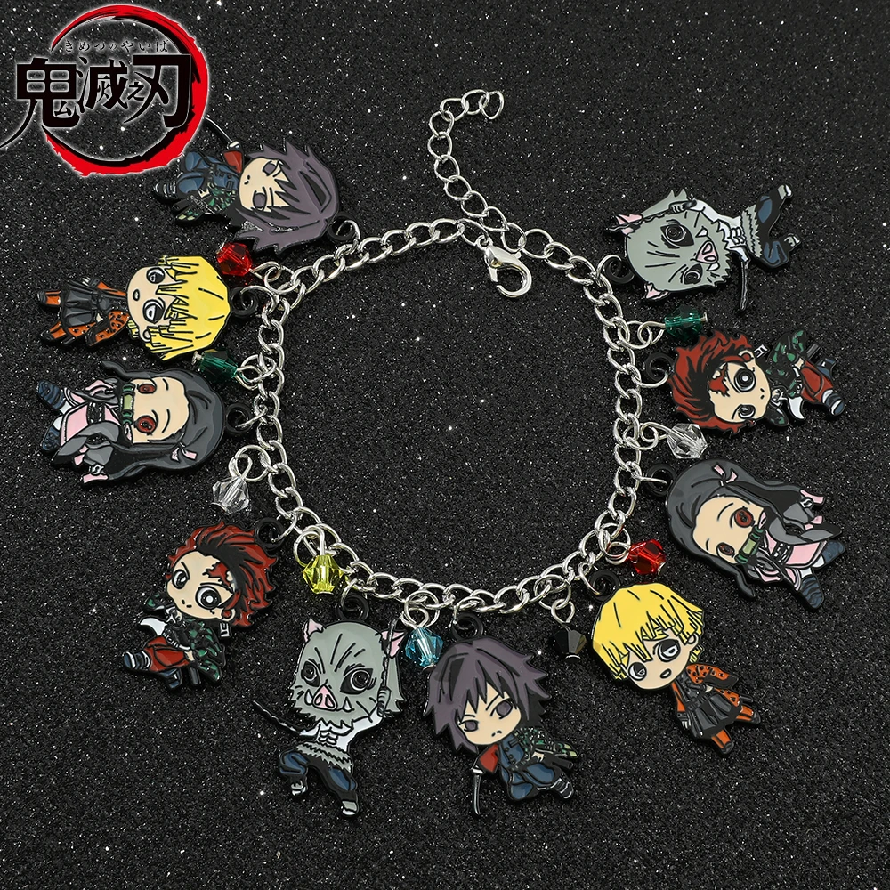 

Anime Demon Slayer Bracelet Cartoon Kamado Nezuko Agatsuma Zenitsu Hashibira Inosuke Kamado Tanjirou Pendant Bracelet Toy Gift