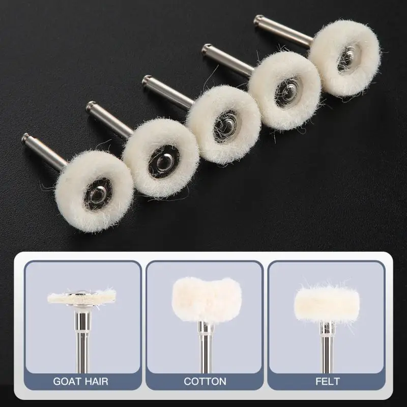 5PCS Dental Polishing Brush Wheel 2.35mm RA Polisher Felt Cotton White Goat Hair For Low Speed Handpiece Dentistry Tool