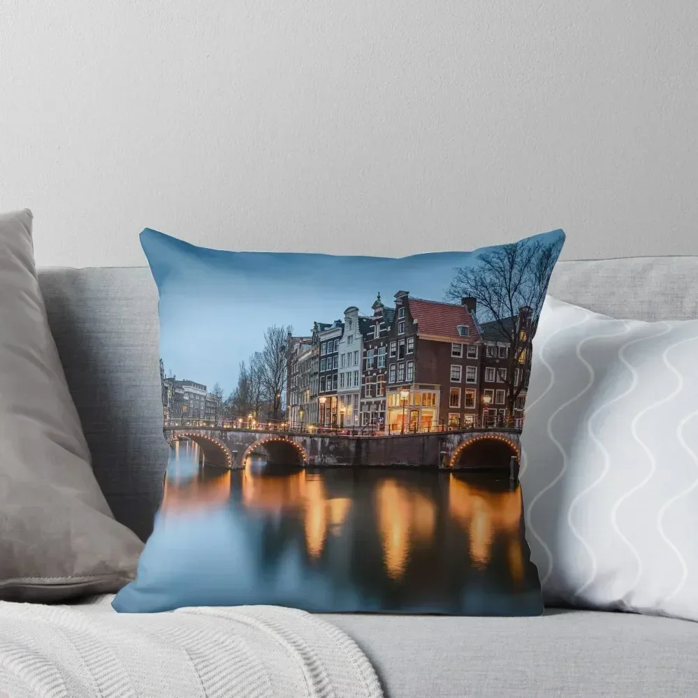 

Amsterdam Canals Cityscape at Twilight Throw Pillow Cusions Cover Sitting Cushion pillow