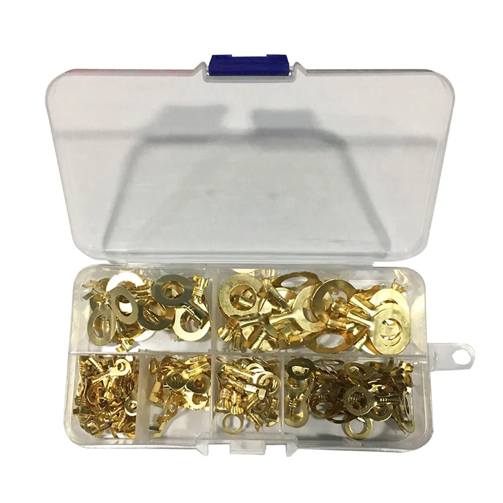 150Pcs Round Copper Cable Lugs for Copper Aluminum Core Wires Cold Press Crimp Terminal Power Distribution Wire Connector