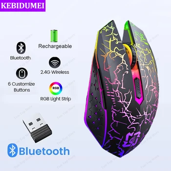 RGB Gaming Mouse Bluetooth Mouse 2.4G Wireless Mouse Ergonomic 1600DPI 6 Mute Buttons…
