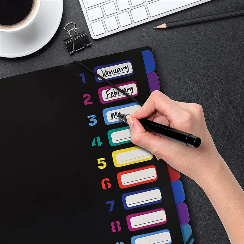 24 przezroczyste kieszonkowe rozkładana teczka 12 kolorowych zakładek, mieści 300 arkuszy, Organizer na dokumenty, ponumerowane na okładce 1 szt.