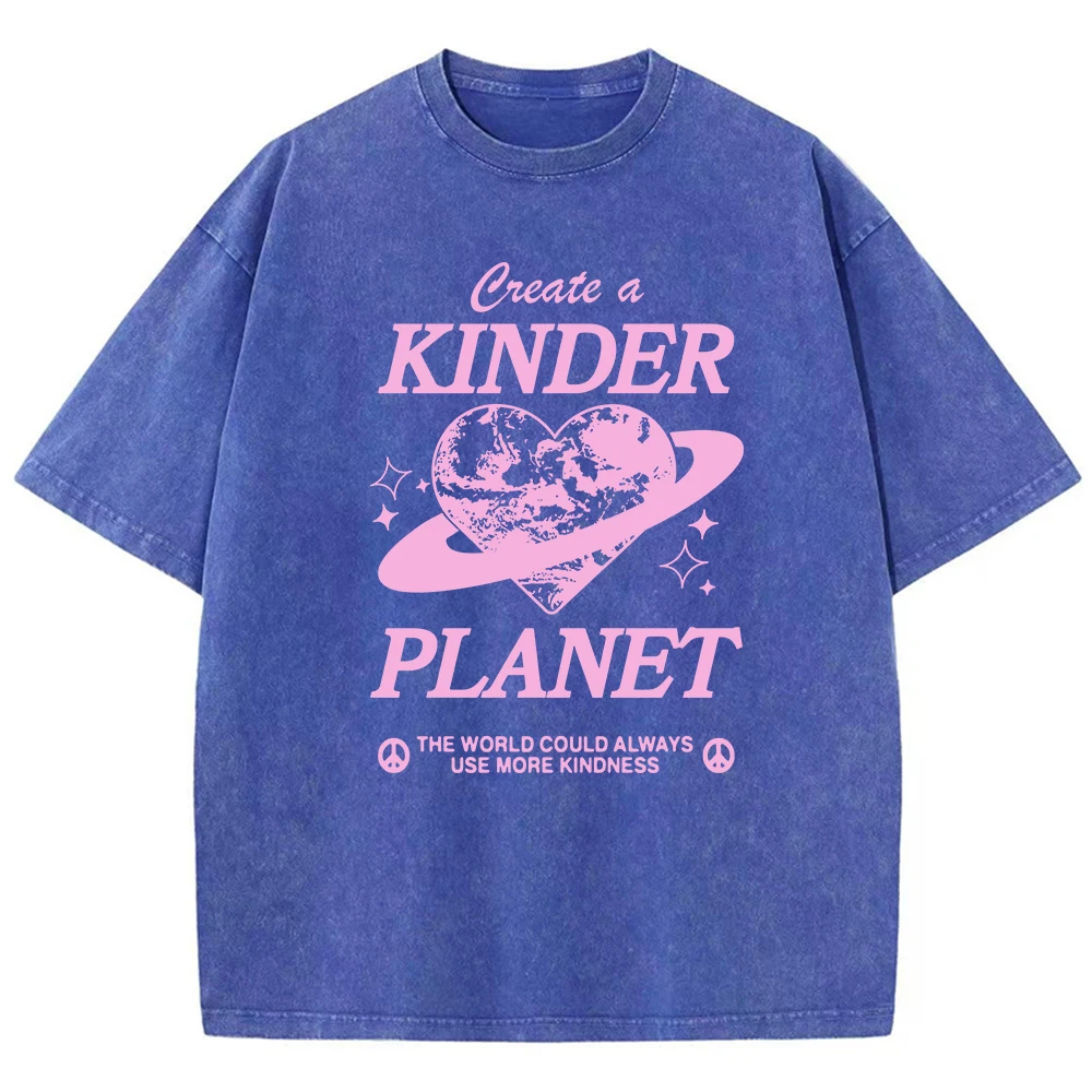 Geeate A Kinder Planet różowy nadruk męska koszulka odzież Cartoon wygodna koszulka koszulki z okrągłym dekoltem Retro S-Xxxl pół rękawa