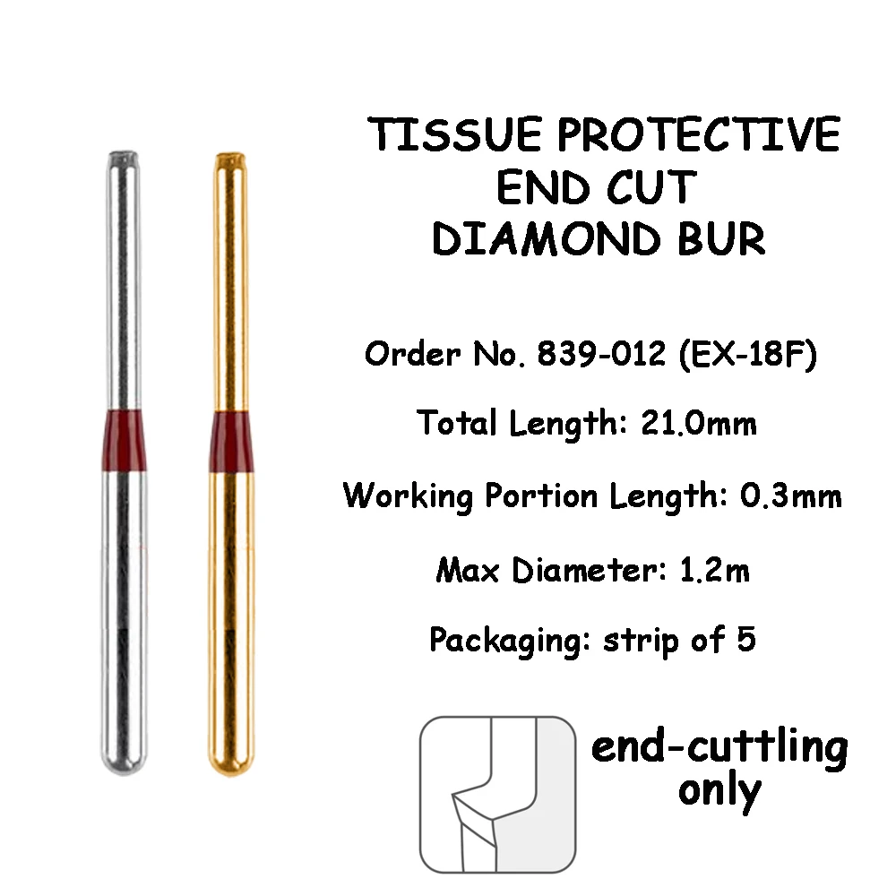 ResyDental Tissue Protective End-Cut Diamond Bur For Shoulder Prepare 5 Pieces Burs/Box EX-18 EX-18F EX-19F