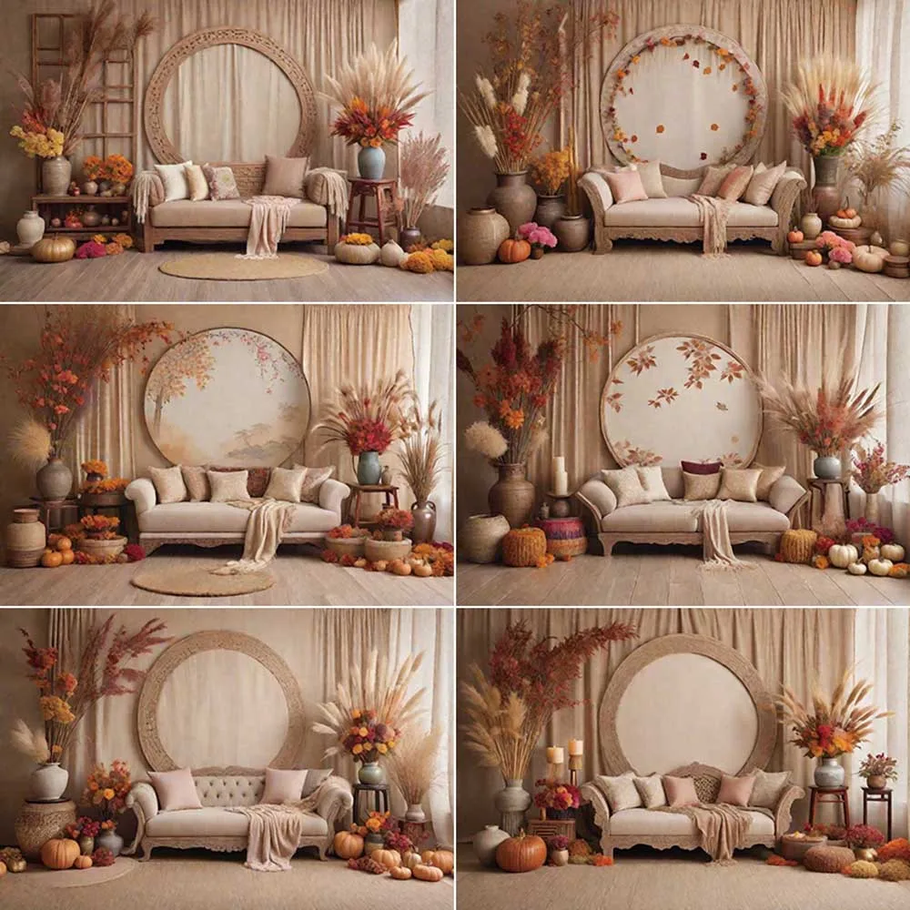 

MOON.QG Thatch Party Background Photography Bohemia Autumn Curtain Photozone Backdrop Child Photo Studio Photocall Accessories