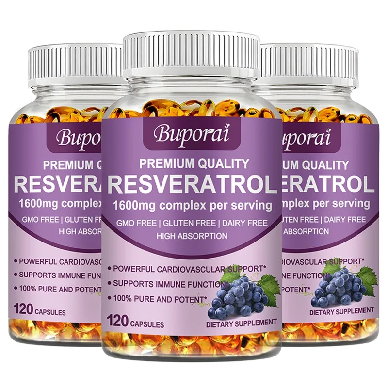 

Resveratrol Capsules - Antioxidant Supplement for Heart and Cell Health, Supports Healthy Skin and Immune System