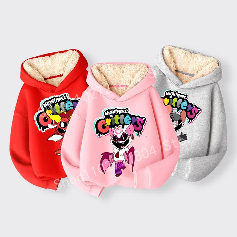 Nightmare Critters Hoodie Cute Winter Warm Pullover Fashion Anime Printed Cartoon Boys Girls Clothes Cartoon Birthday Tops Gifts