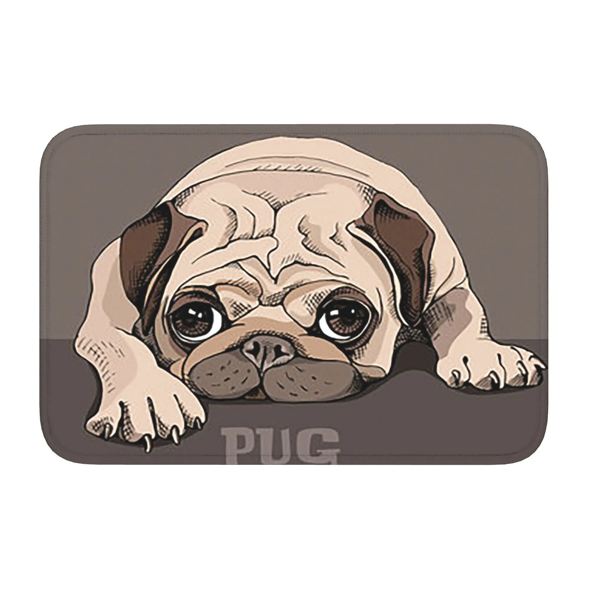 Cute Pug Dog Pattern Doormat Sand Scraping Carpet Rug Kitchen Entrance Home Floor Mat for Bedroom Footpad Mats