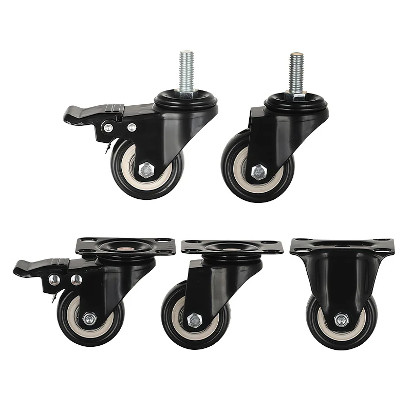 Electrophoretic Dual-axis PVC Casters, Screw Rod Swivel Wheels with Bearings, Smooth Quiet Rollers for Home Furniture