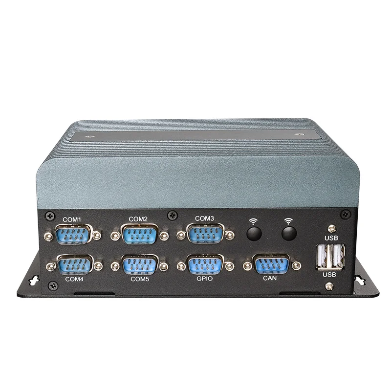 Piesia OEM Fanless Dual LAN Industrial Computer X86 i3 i5 i7 Linux DDR4 Small Embedded Mini PC Box with 5*COM 1*CAN 8*GPIO 6*USB