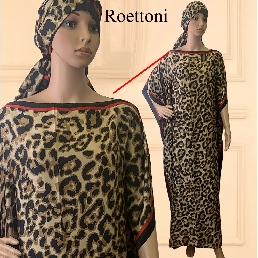 Silk Cozy Turkey-African Muslim Women\'s Kaftan Abaya Party Boubou With Scarf Saudi Dubai Prayer Dress Printing New Flowers S123
