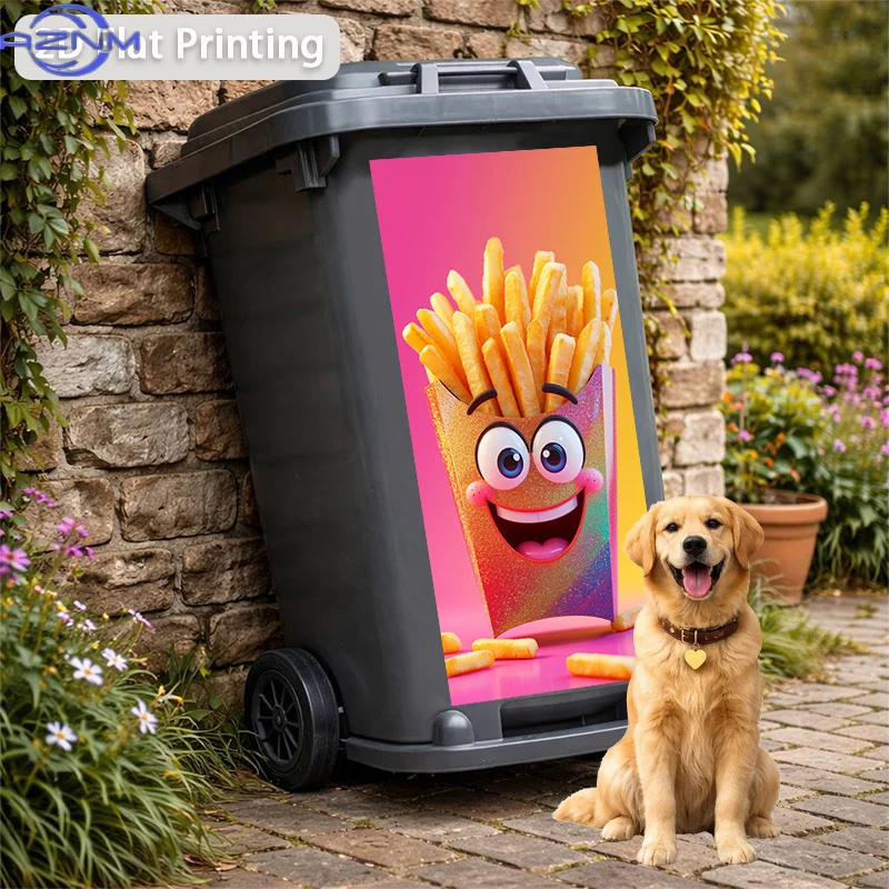 Garden Waste Bin 2D Printed Decor Decal DIY New‑look Ornament for Household Trash Can