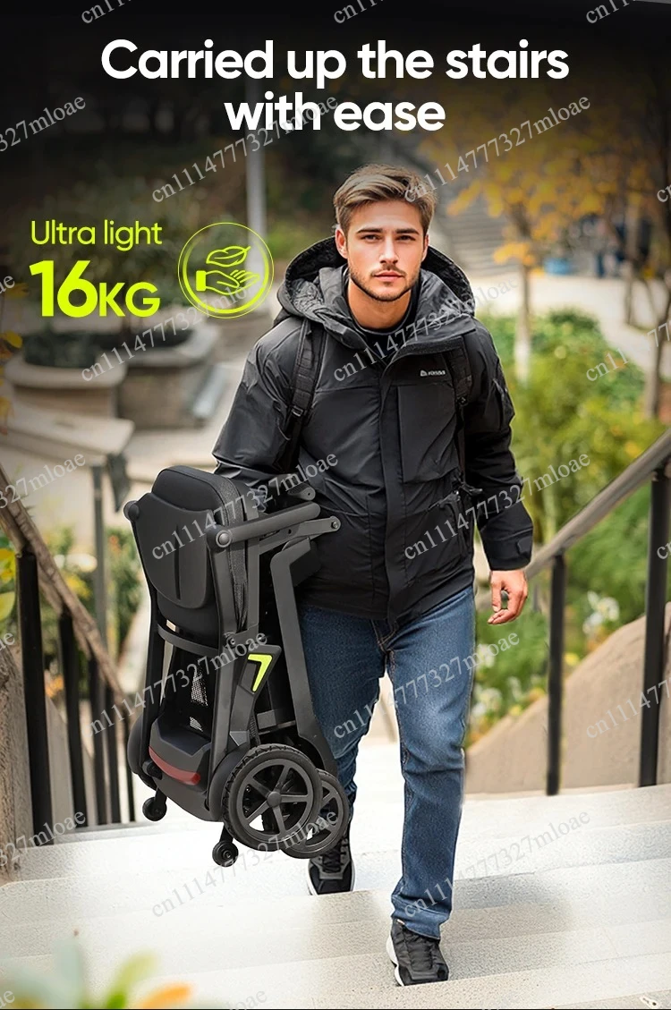 Foldable compact aluminum alloy car with 270W brushless motor, ultra-light 16Kg four-wheel electric vehicle
