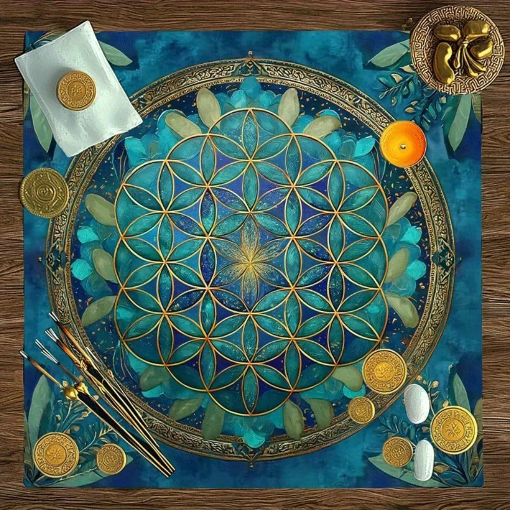 Tarot Tablecloth Multiple Sizes Printed Mystic Mandala Artistic Beauty Altar Cloth Polyester Divination Prophecy Card Game Pad