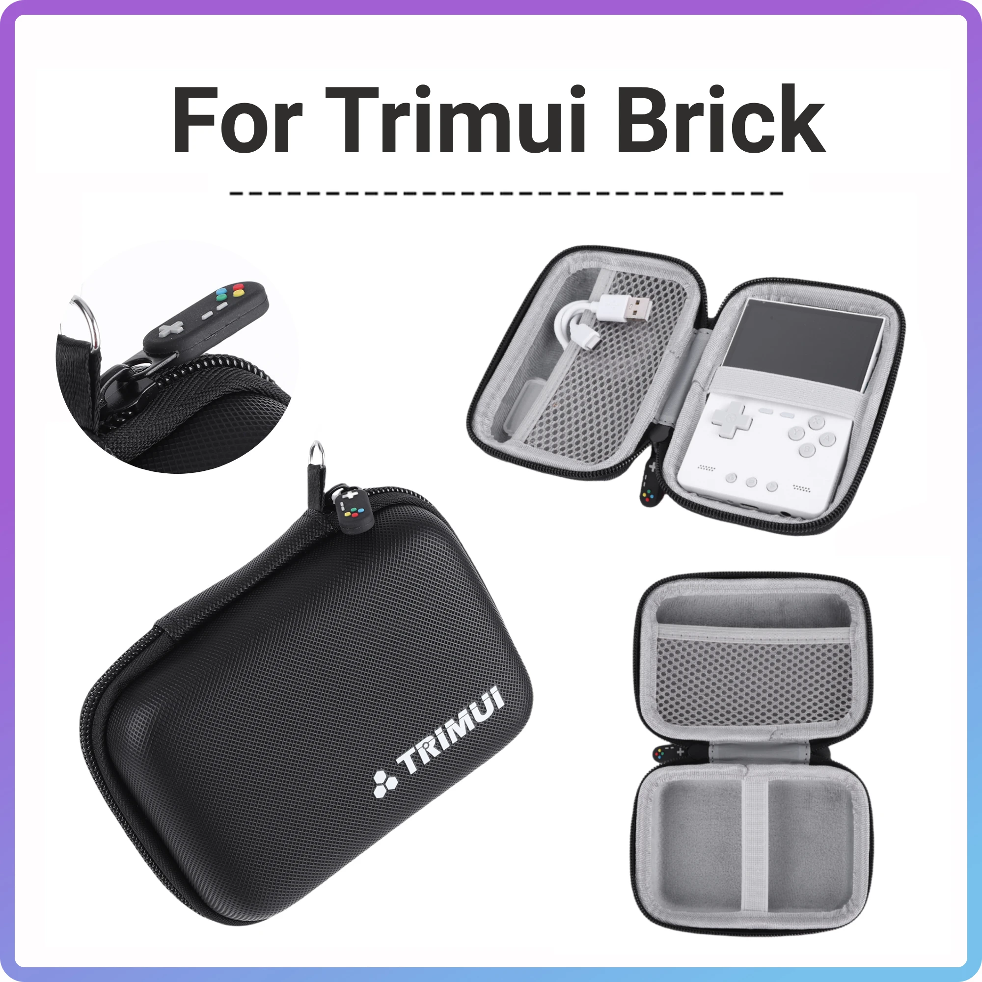 

For Trimui Brick Console Storage Case with Tempered Glass Screen Protector Protection Box Portable Carry Bag for TRIMUI Brick