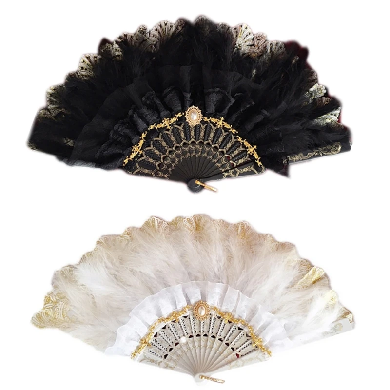 

Vintage Lace Hand Fan Folding Handheld Fan for Dancing Party Flapper N7YF