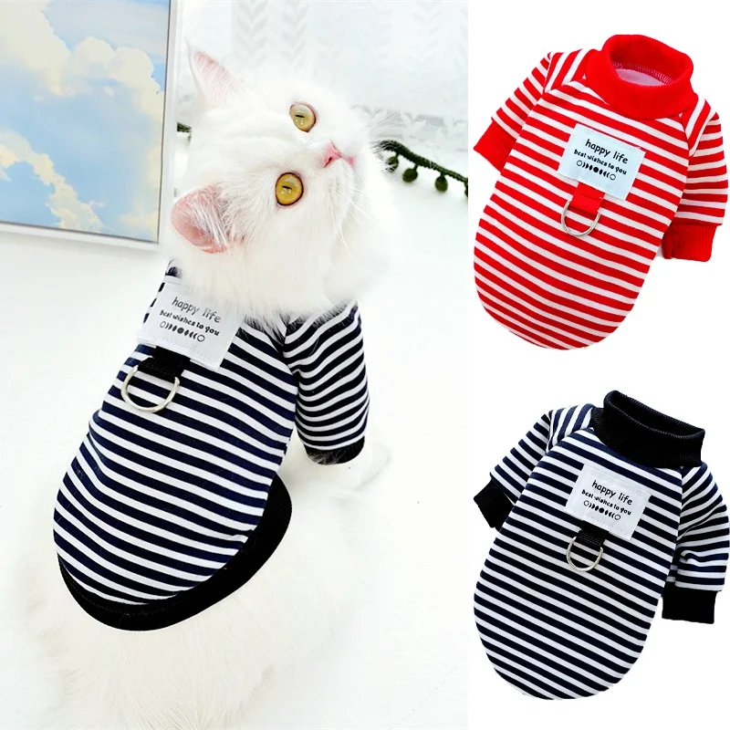 Fashion Dog Hoodies Simple Striped Sweatshirt Chihuahua York