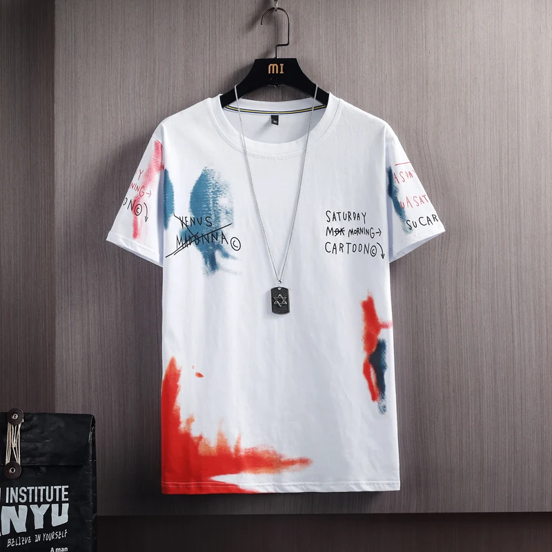 

2022 Summer New Short Sleeve T-shirt Men's O-neck Printed High Quality Hip Hop Fashion Trend Tie-dye Casual T-shirt Men Tops