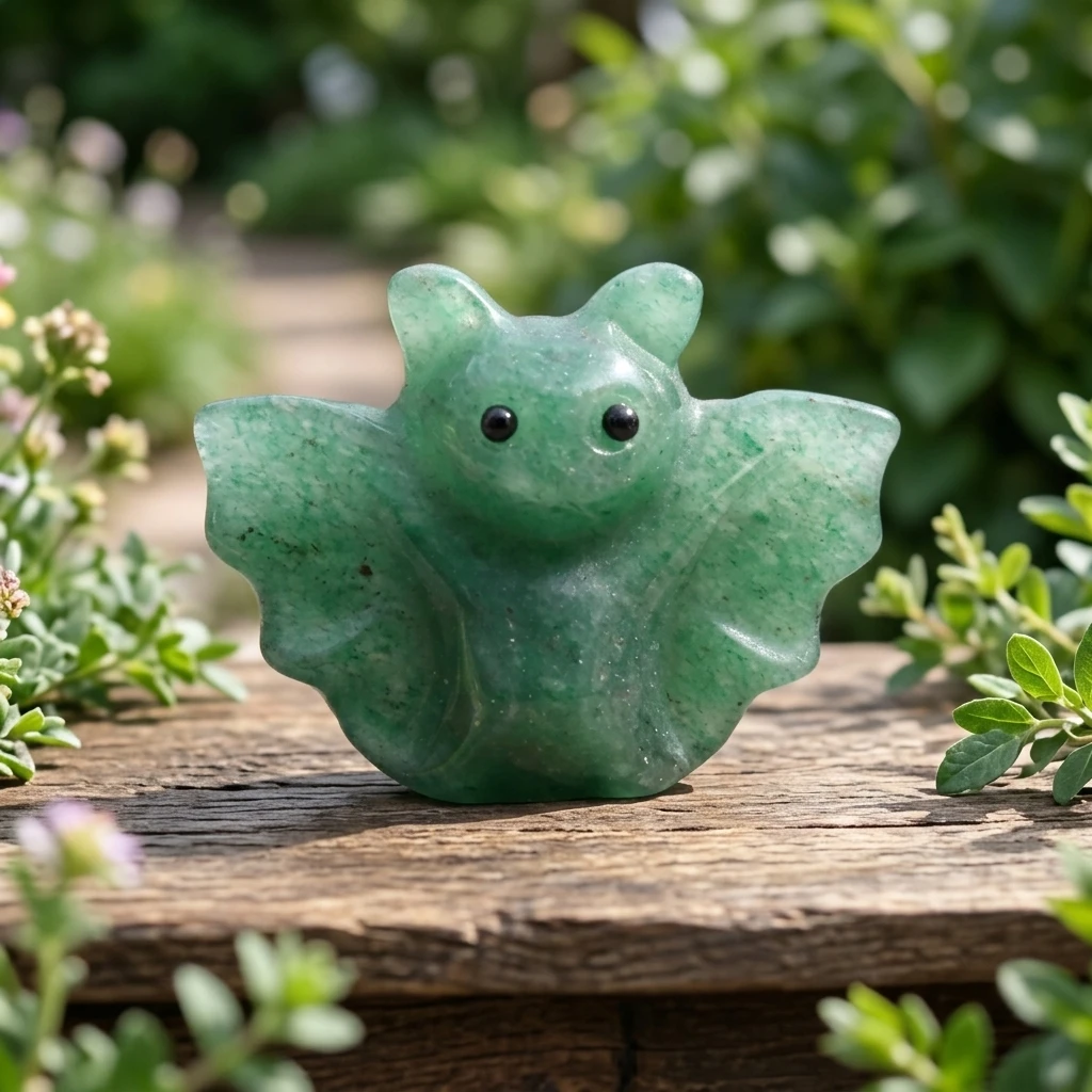 1 pièce de sculpture en cristal d'aventurine verte naturelle en forme de chauve-souris, crâne d'animal, décoration d'intérieur, pierre élégante pour la guérison Reiki, décoration pour la maison et le bureau