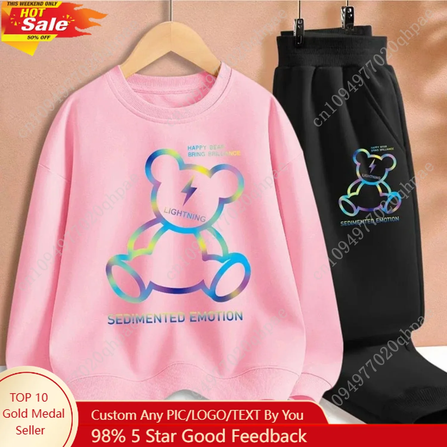 

Autumn Children Boy Clothes Set Kid Girls Cartoon Bear Print Sweatshirts Pullover Top & Pants Suit Teenage Outfits Tracksuits