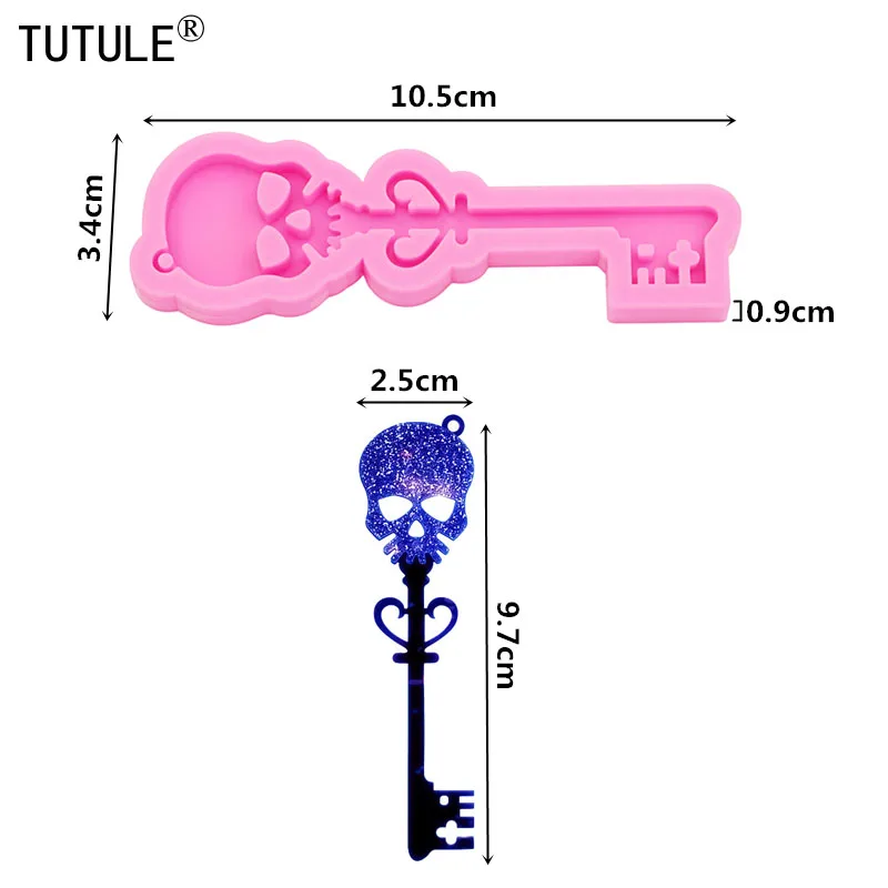 Skull key silicone mold, Skeleton Key for Fondant, Chocolate , Clay, Resin, Crafts or Food Mold, with keychain hole Resin Mold
